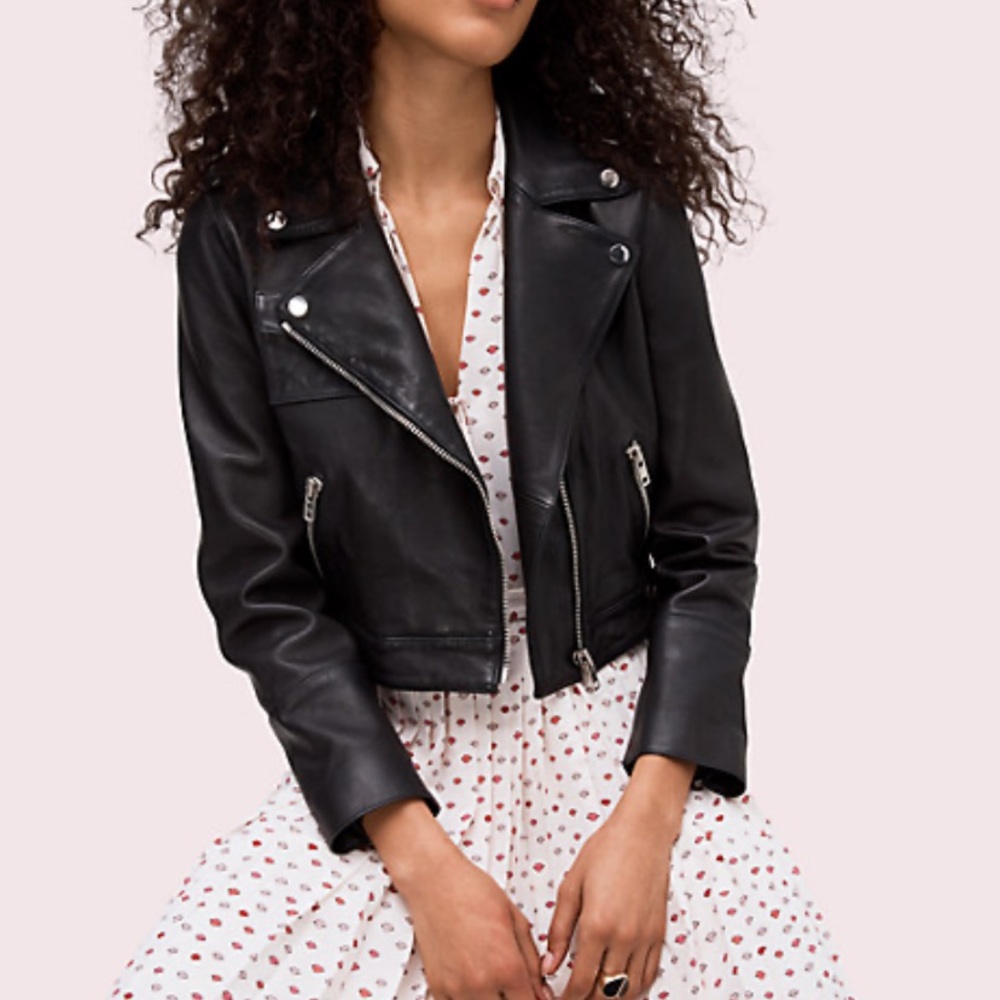Kate Spade Leather Moto Biker Jacket S